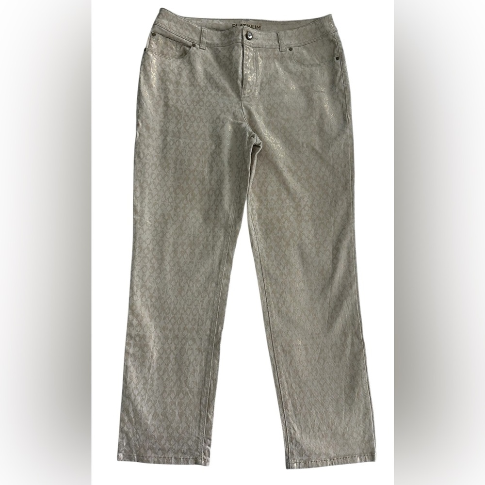 Chico's Platinum‎ gold cream women's denim ankle-length pants - Size Chicos 1